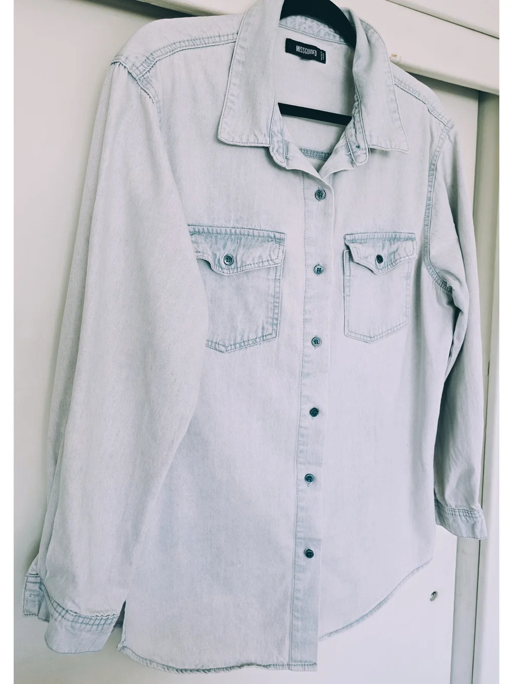 Light Wash Denim Button-Up Shirt - Picture 2 of 6